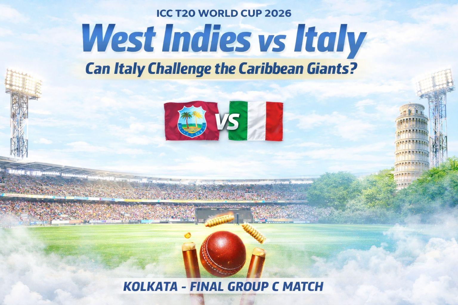 West Indies vs Italy T20 World Cup 2026 match preview at Eden Gardens Kolkata
